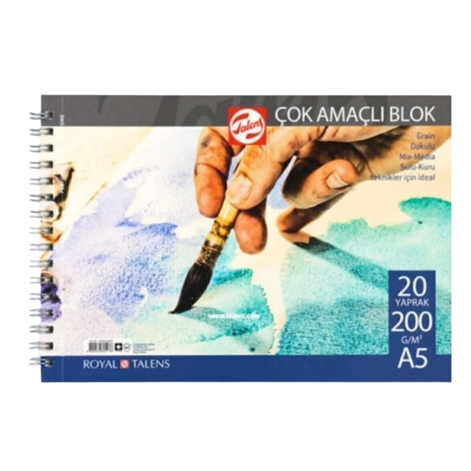 Talens Çok Amaçlı Resim Bloğu Spiralli A5 200gr 20Yp