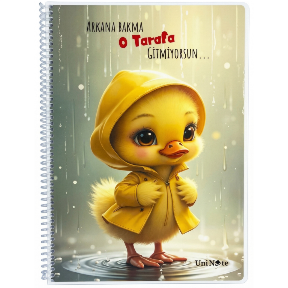 UniNote Civciv Spiralli Kabartma Kapak A4 96 Yp.Çizgili Defter 01