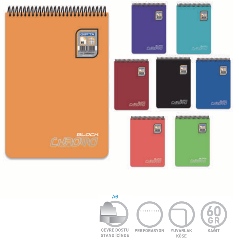 Gıpta 3369 Chromo Block Spr Pp Kpk Bloknot A5 80Yp Karelı