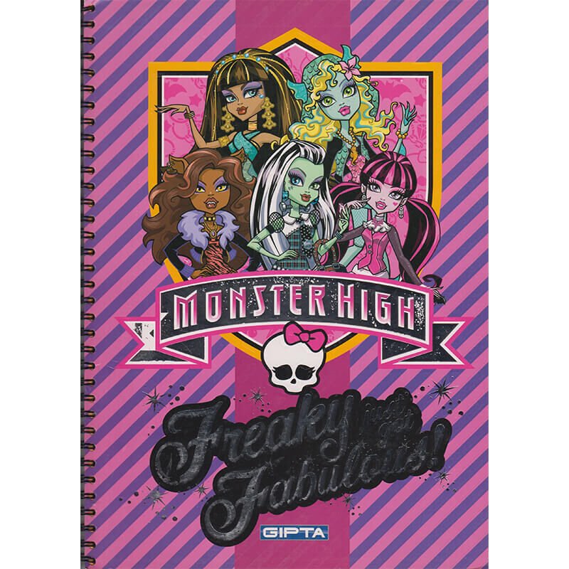 Gıpta 5856 Monster High Spiralli Varaklı Kapak Defter A4 80 Yaprak Kareli