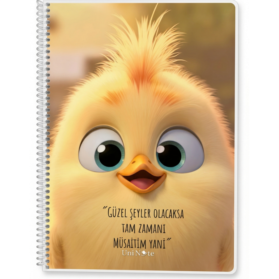 UniNote Civciv Spiralli Kabartma Kapak A4 72 Yp.Çizgili Defter 02