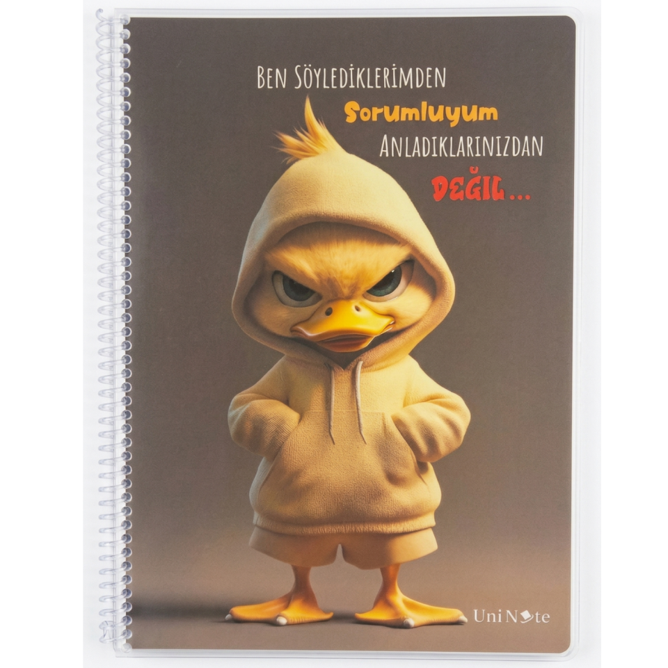 UniNote Civciv Spiralli Kabartma Kapak A4 72 Yp.Çizgili Defter 03