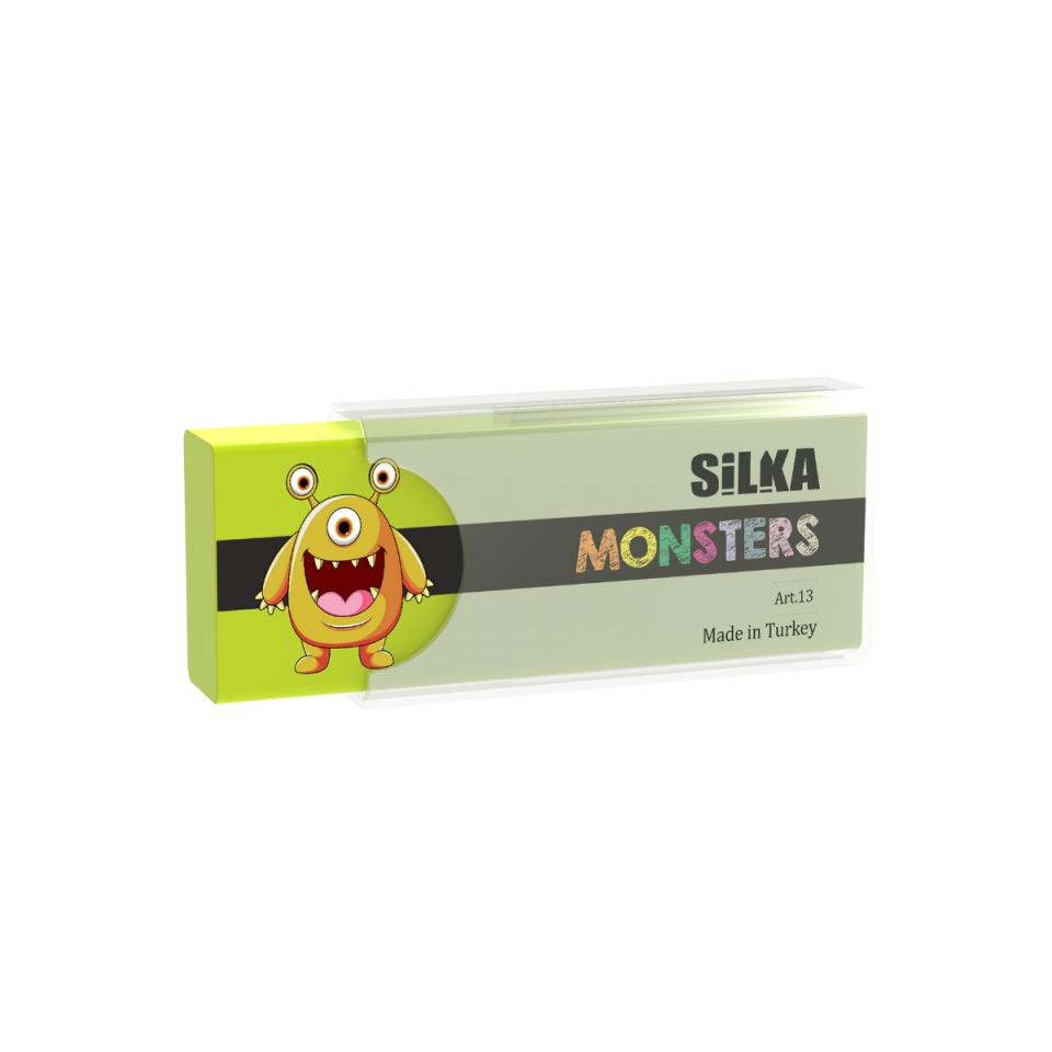 Silka 13-20 Monster Kılıflı Silgi A.Yeşil